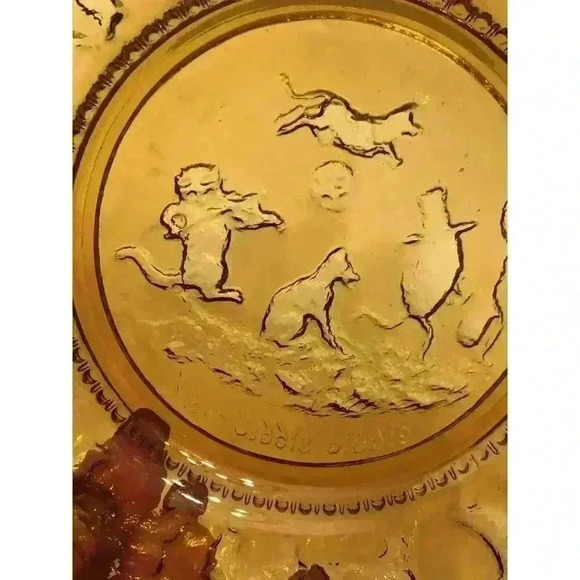 Vintage Indiana Glass Tiara Amber Collector's Plate Hey Diddle Diddle - Picture 6 of 8